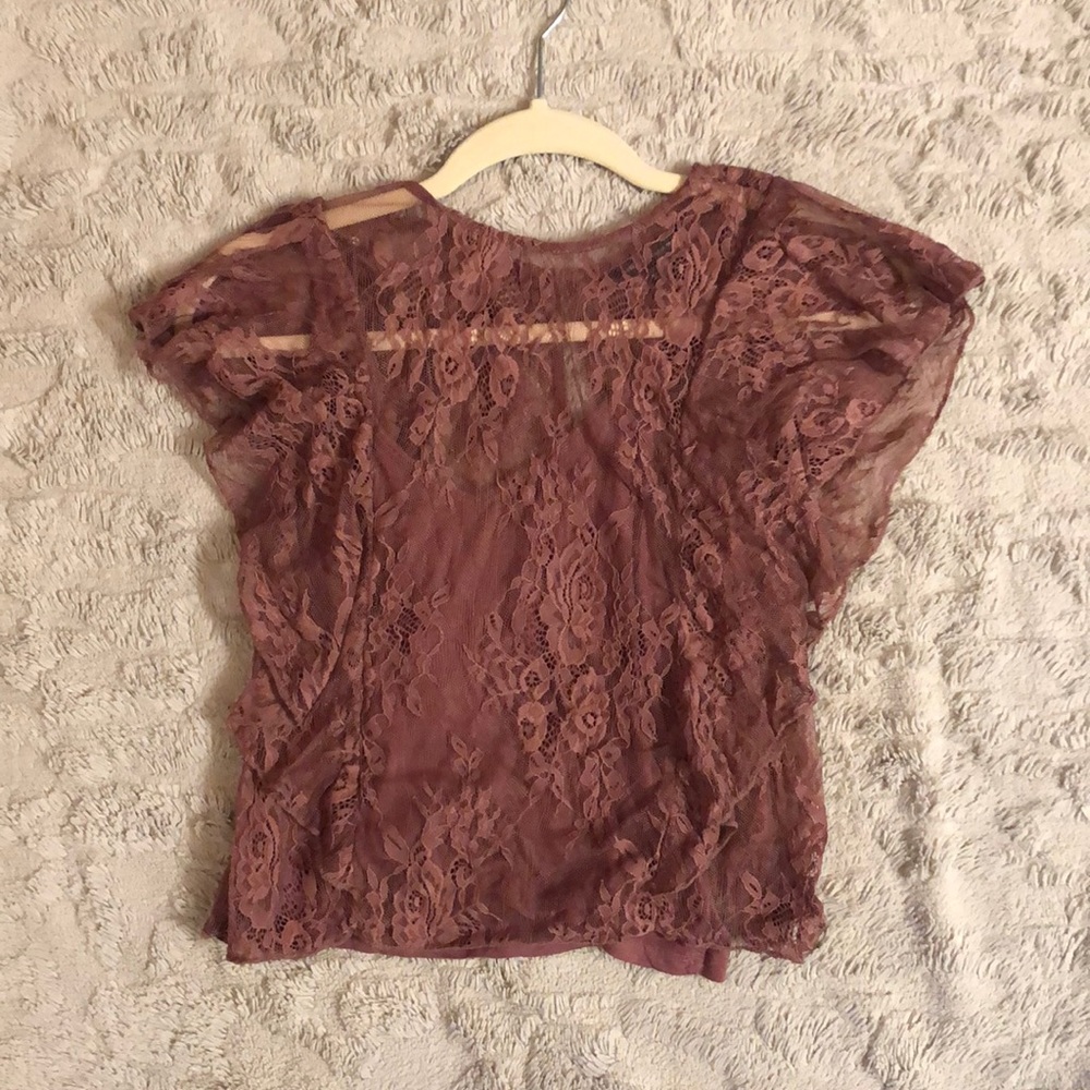 American Eagle Lace Top With Built-In Tank Top